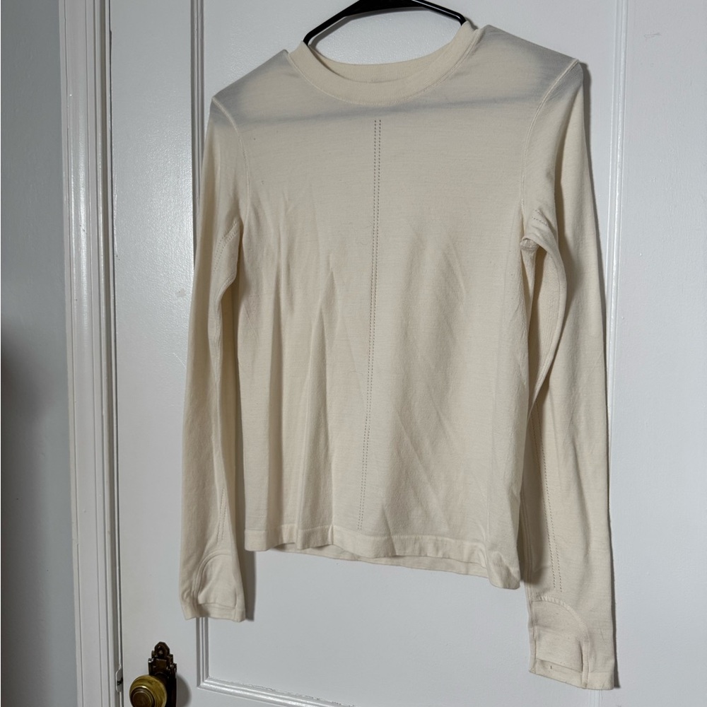 Athleta Cream Long Sleeve Top